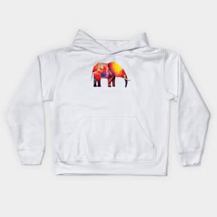 Abstract Elephant Art in Bold Blue, Yellow and Red Pattern Kids Hoodie